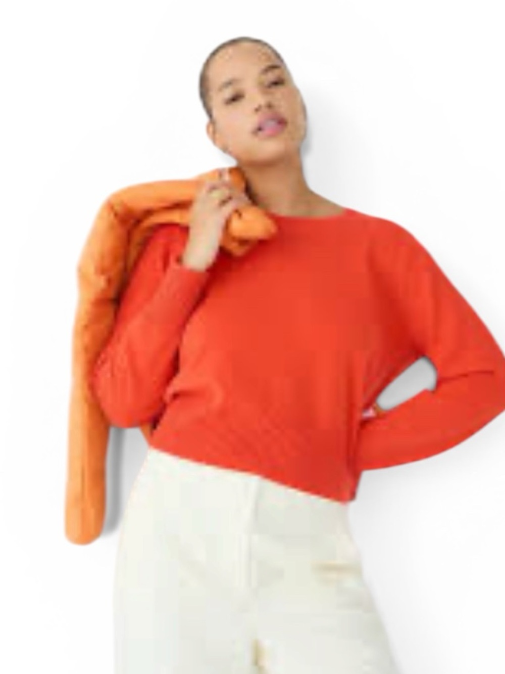 J. Crew Cropped Fit 100% Cashmere Sweater - Vibrant Orange NEW $118